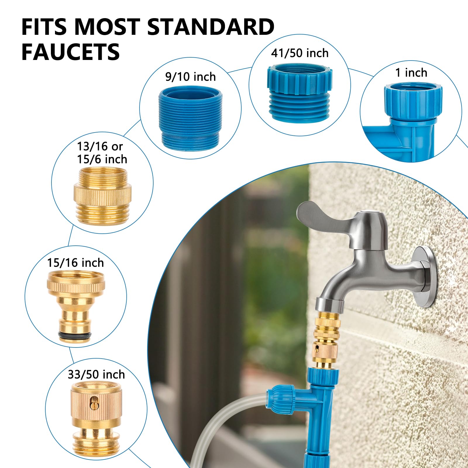 Fishkeeper six-adapter faucet kit fits most faucet connections.