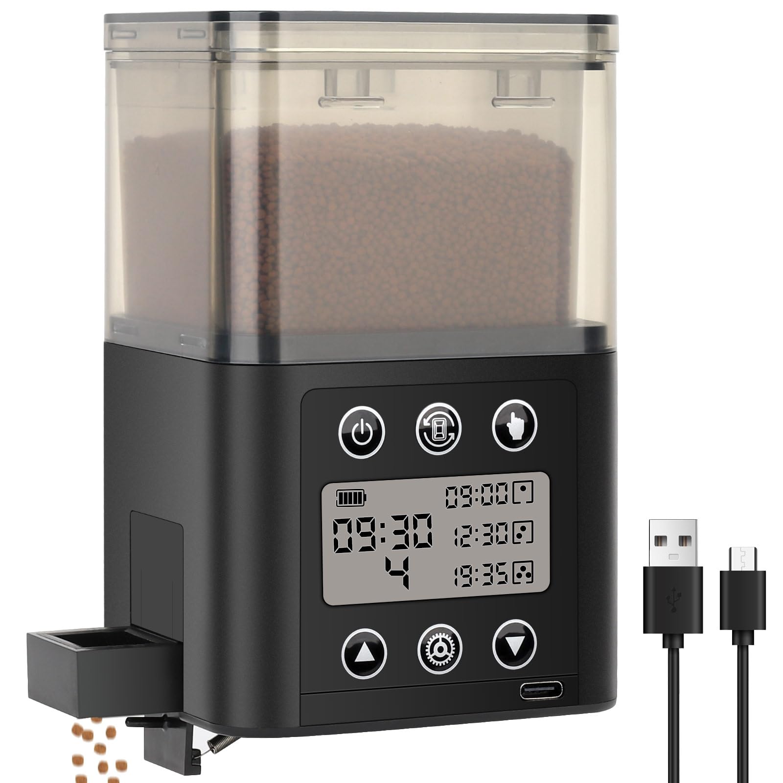 Fishkeeper Smart Automatic Fish Feeder with LCD display enables precise, customizable feeding schedules.