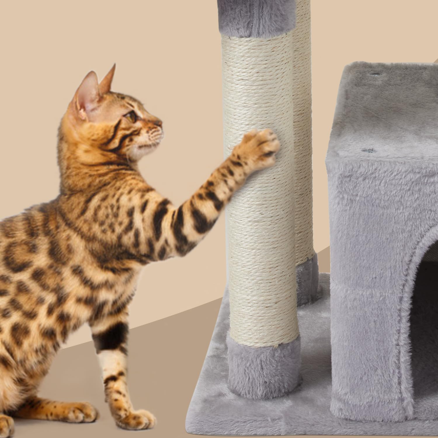 FISH&NAP cat tree soft faux fur detail for comfort