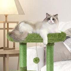 FISH&NAP cat tree wooden base emphasizes solid foundation for climbable play.