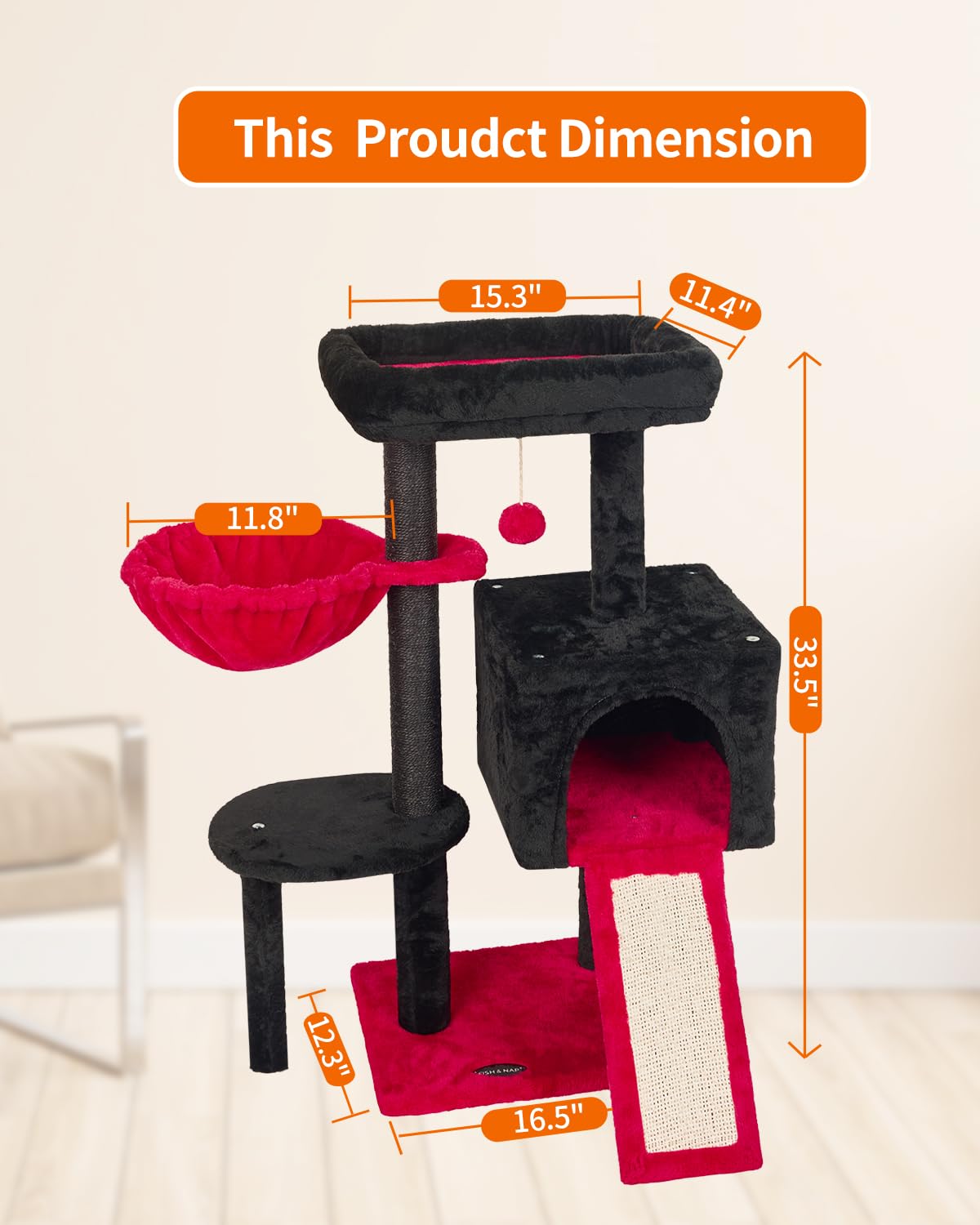 FISH&NAP sisal post with natural texture encourages scratching and stretching.