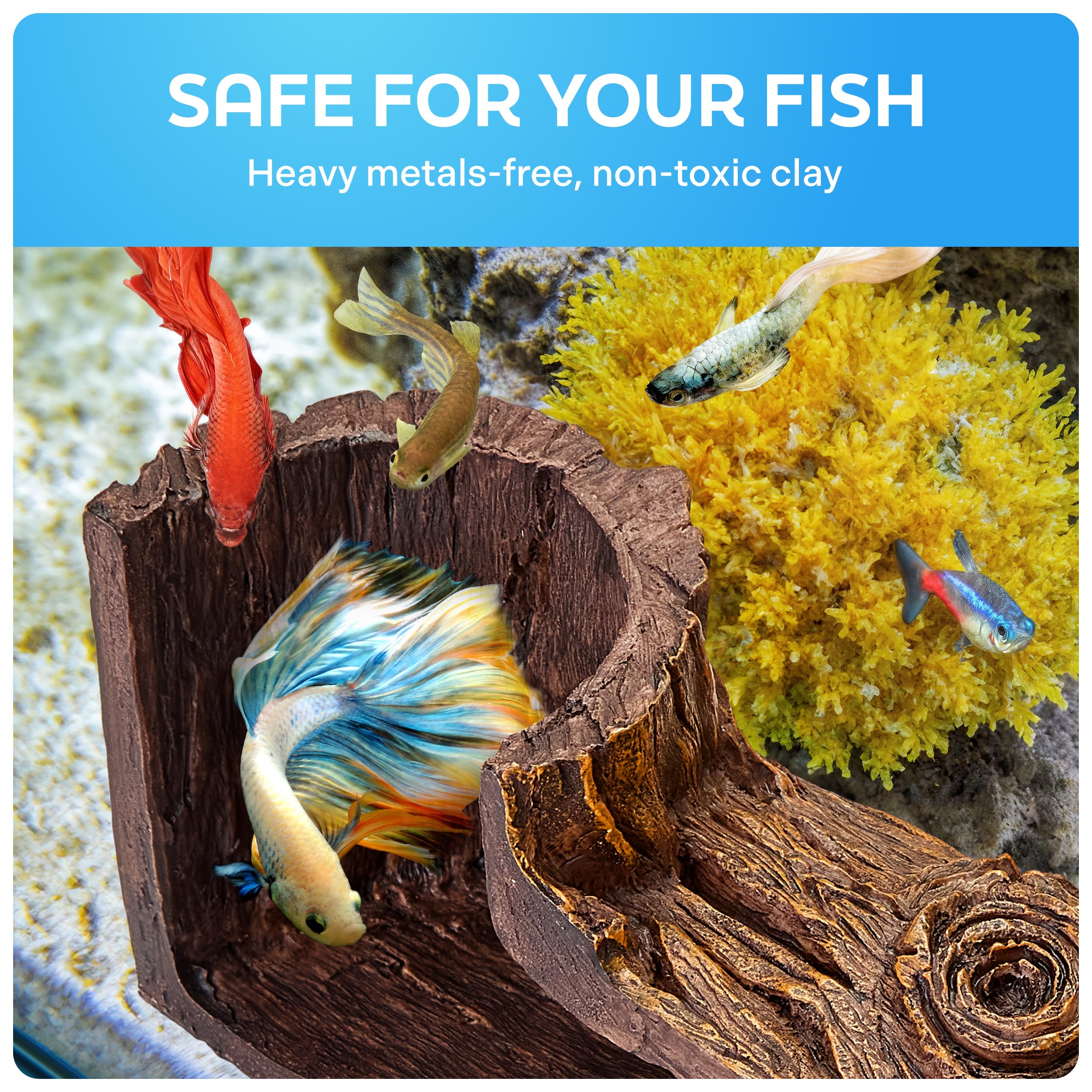 FISHNOSH Aquarium Cave five-point-one-inch dimensions fit small tanks.