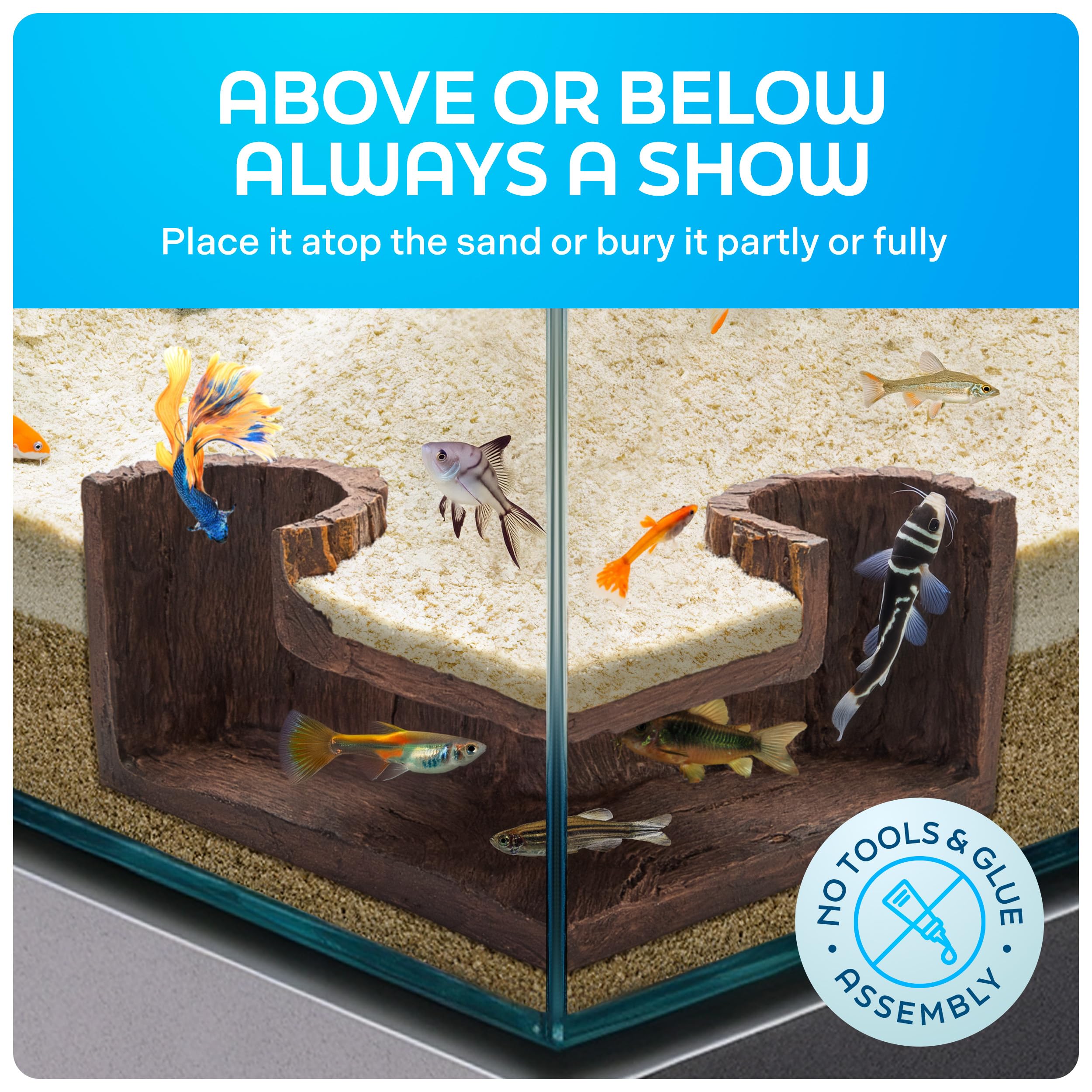 FISHNOSH Aquarium Cave BPA-free material ensures a safe, non-toxic hideout.
