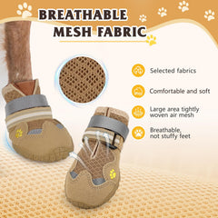 FISHOAKY dog shoes 360° anti-slip design secures a snug fit on various terrains.
