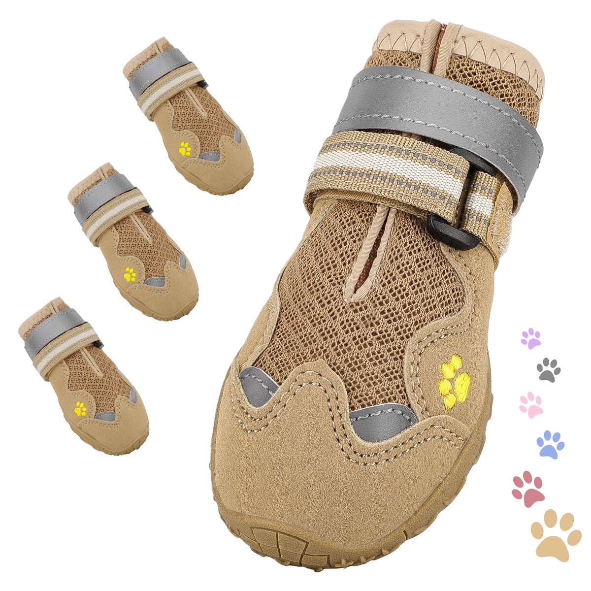 FISHOAKY dog shoes large breathable mesh for summer paw comfort and heat protection.