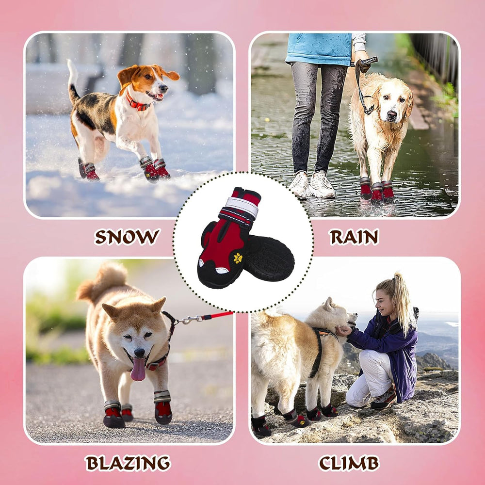 FISHOAKY dog shoes large red bootie anti-slip bottom for traction