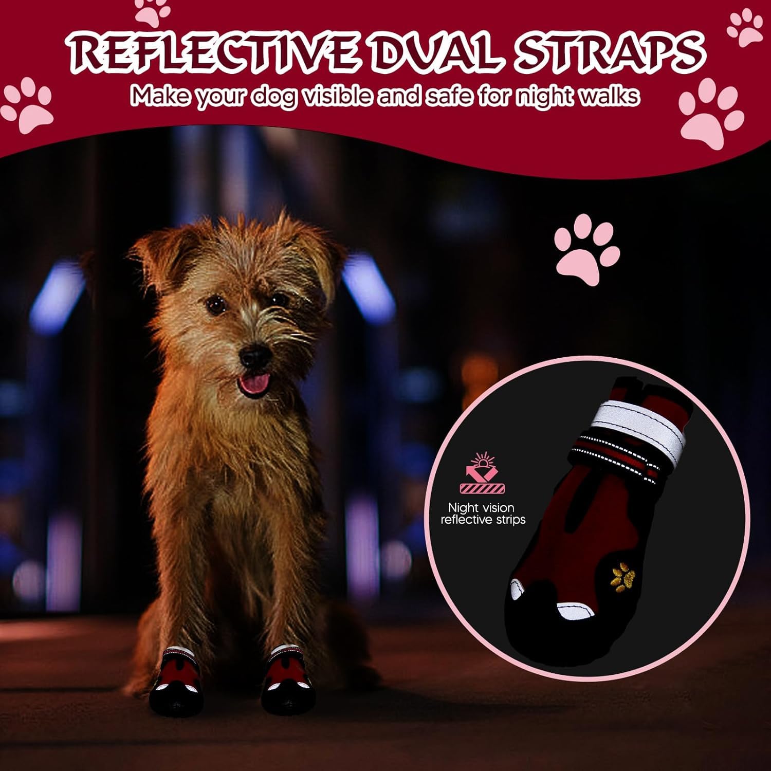 FISHOAKY dog shoes large red bootie packaged for quick sale