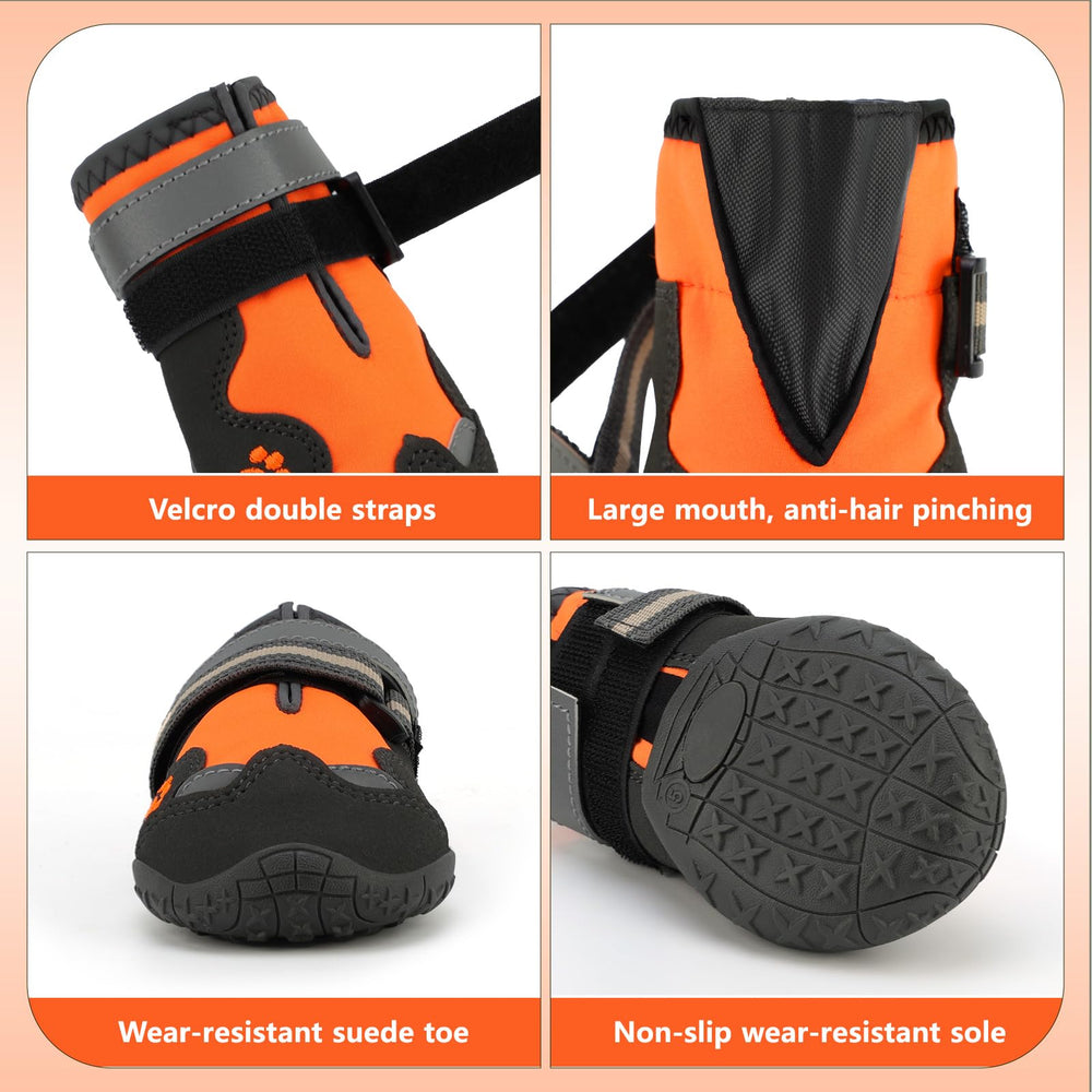 FISHOAKY dog shoes on a paw showcase easy on-off large opening.