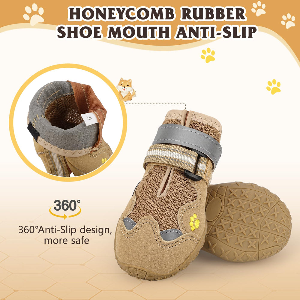 FISHOAKY dog shoes with reflective straps boost night visibility and safety.