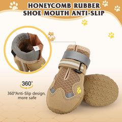 FISHOAKY dog shoes with reflective straps boost night visibility and safety.