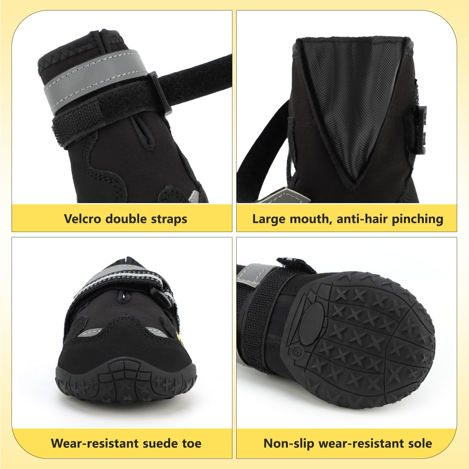 FISHOAKY dog shoes provide anti-slip grip on hard floors during indoors use.