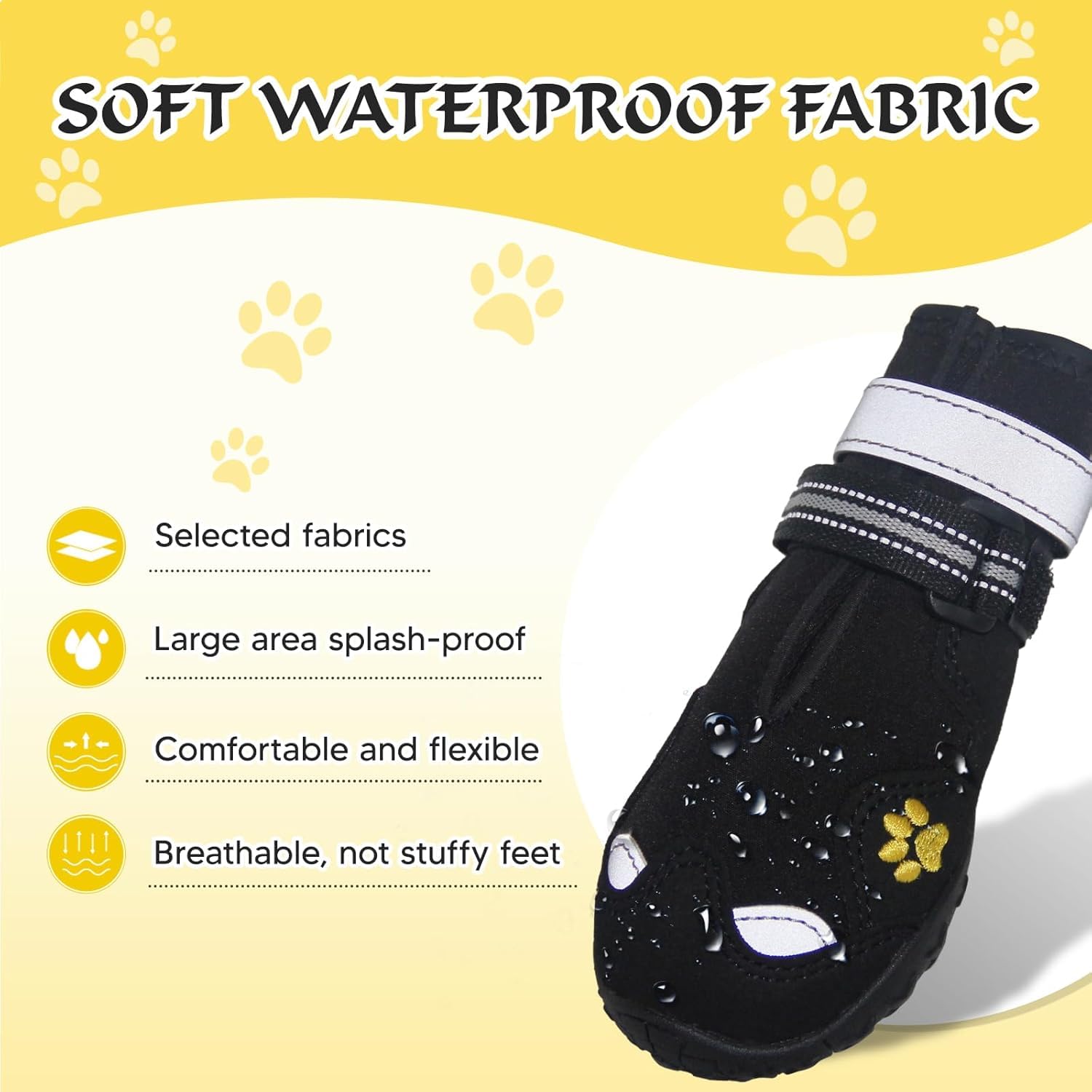 FISHOAKY dog shoes with reflective straps improve night visibility during walks.