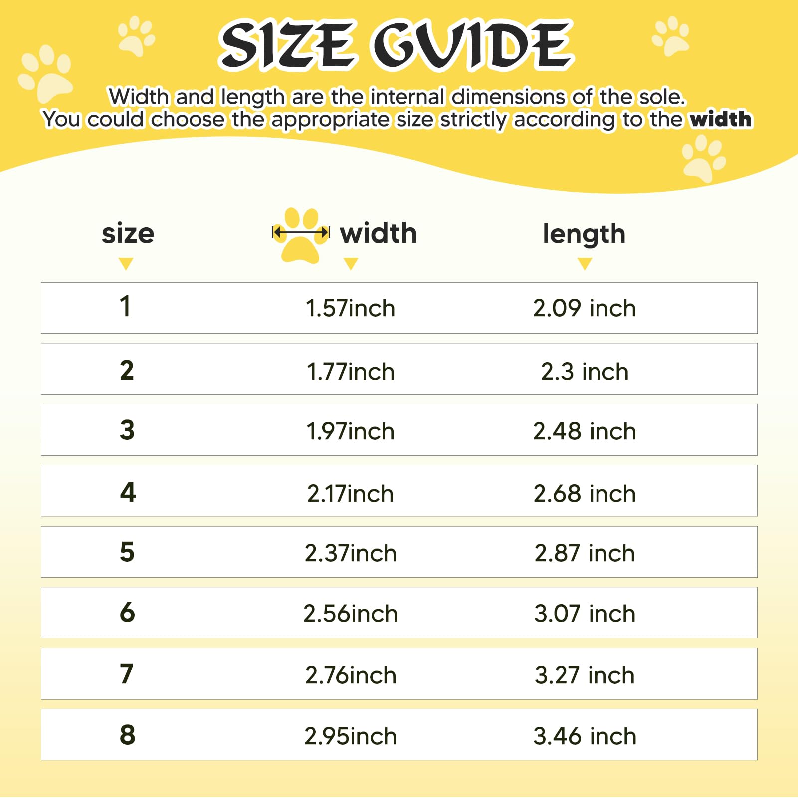FISHOAKY dog shoes size 4 shown with size guide for accurate fit.