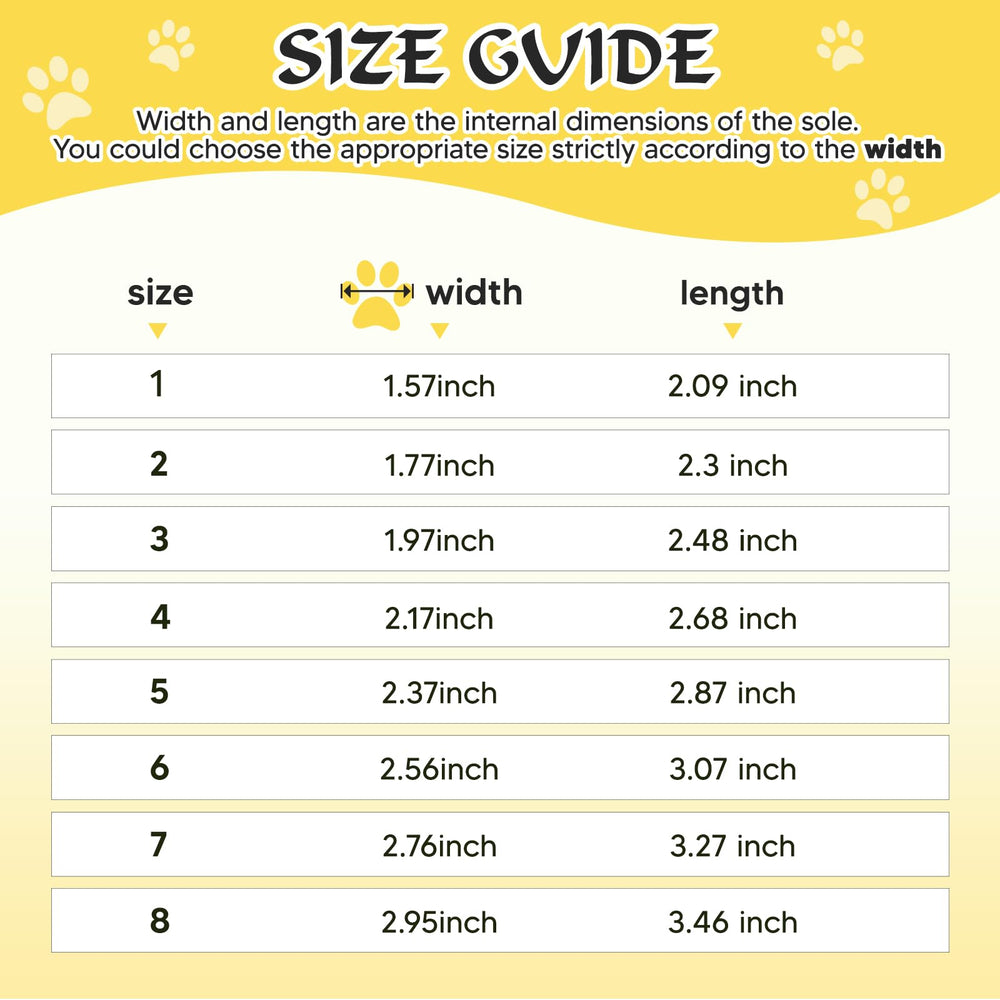 FISHOAKY dog shoes size 4 shown with size guide for accurate fit.