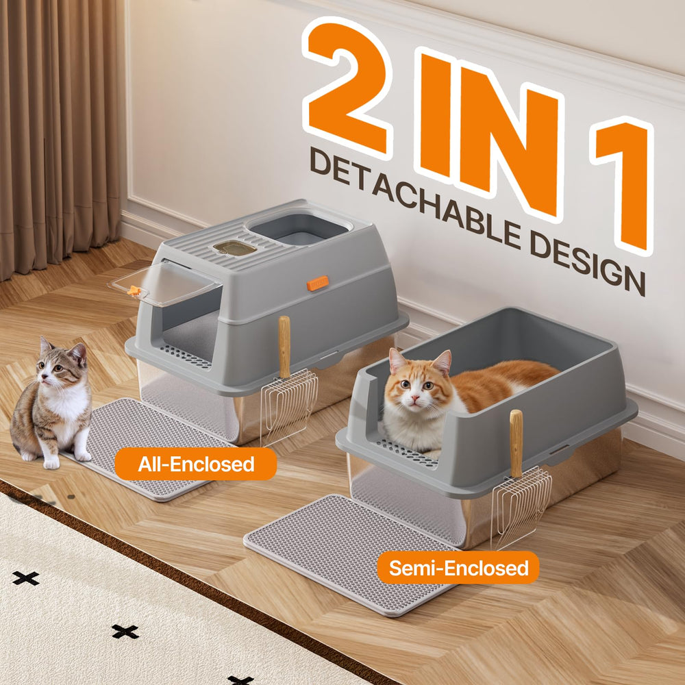 Fitrobust stainless steel litter box dimensions showing 23.4 by 15.7 inches
