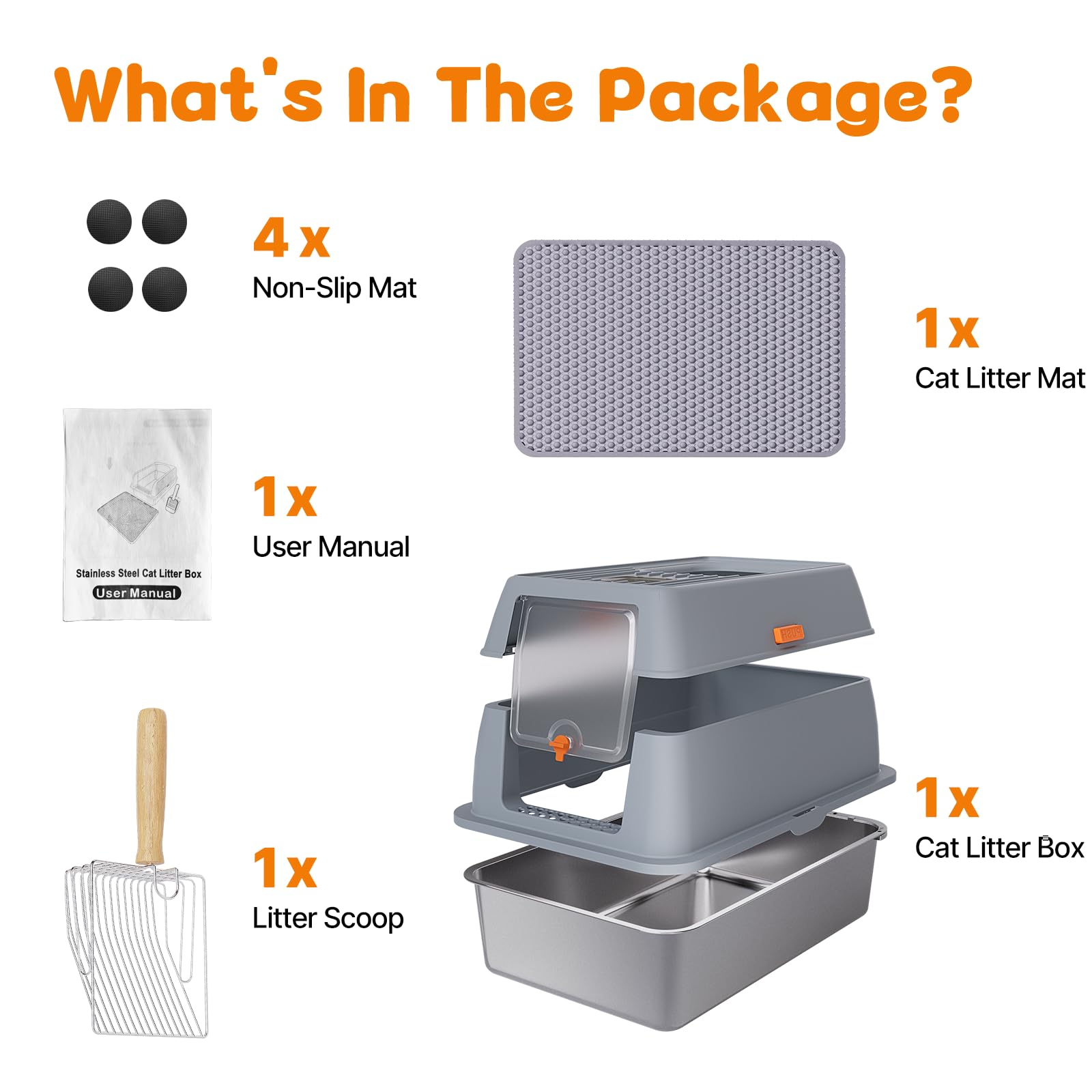 Fitrobust extra-large litter box with lid and sturdy steel finish