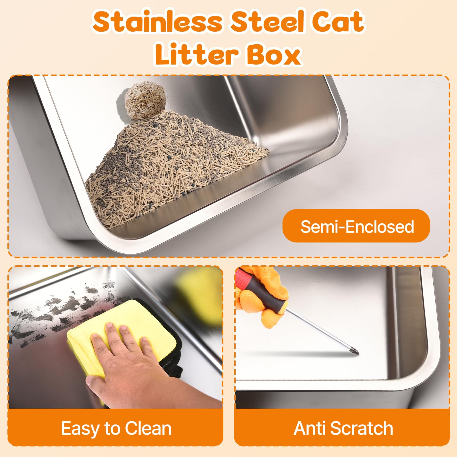 Fitrobust litter box ample space for cats up to 25 lbs and comfort