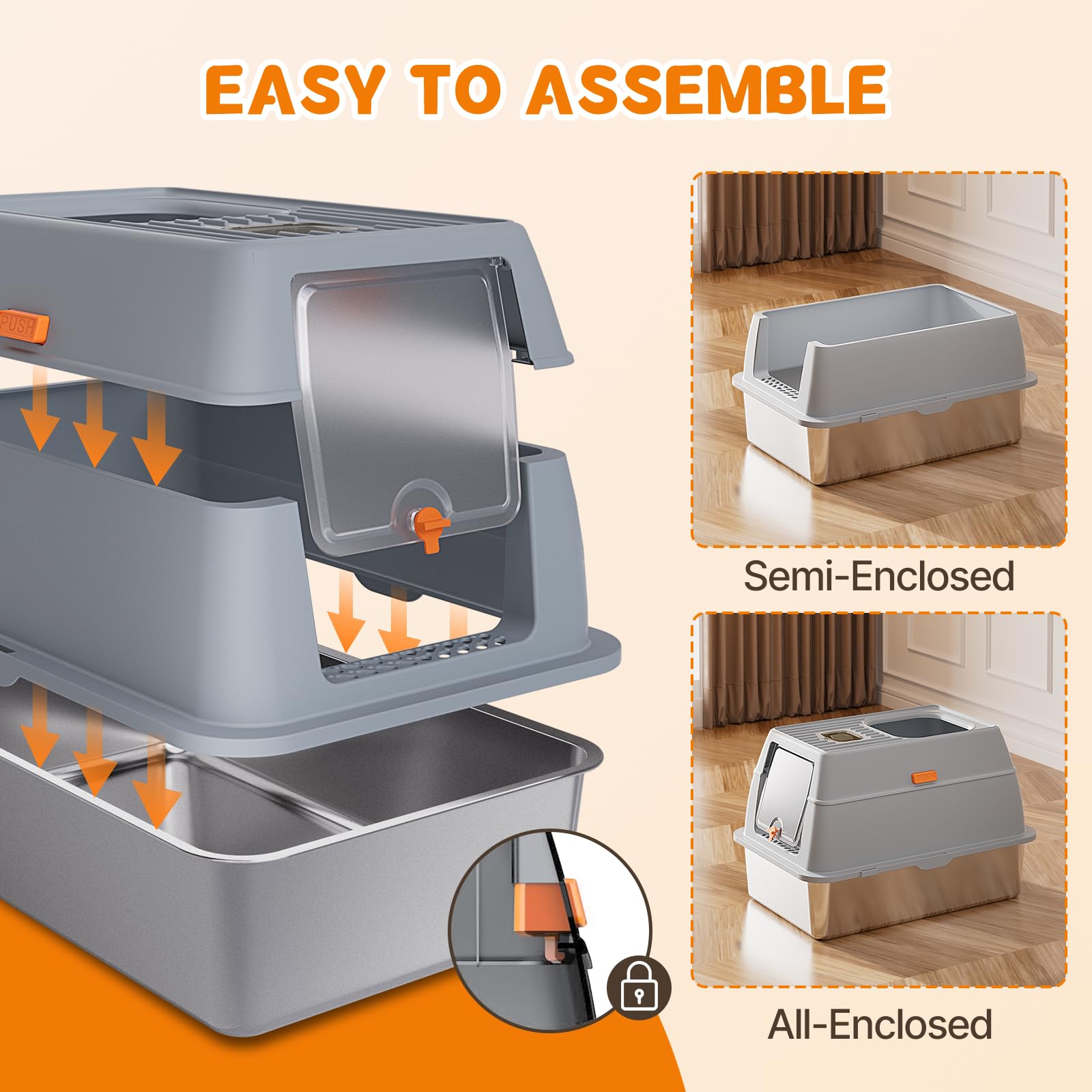 Fitrobust litter box lid close-up highlighting secure anti-leak construction