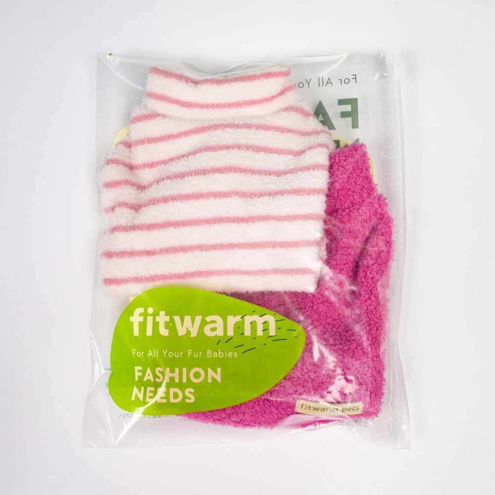 Fitwarm back-view of a small dog wearing the sweater during a cozy morning at home.