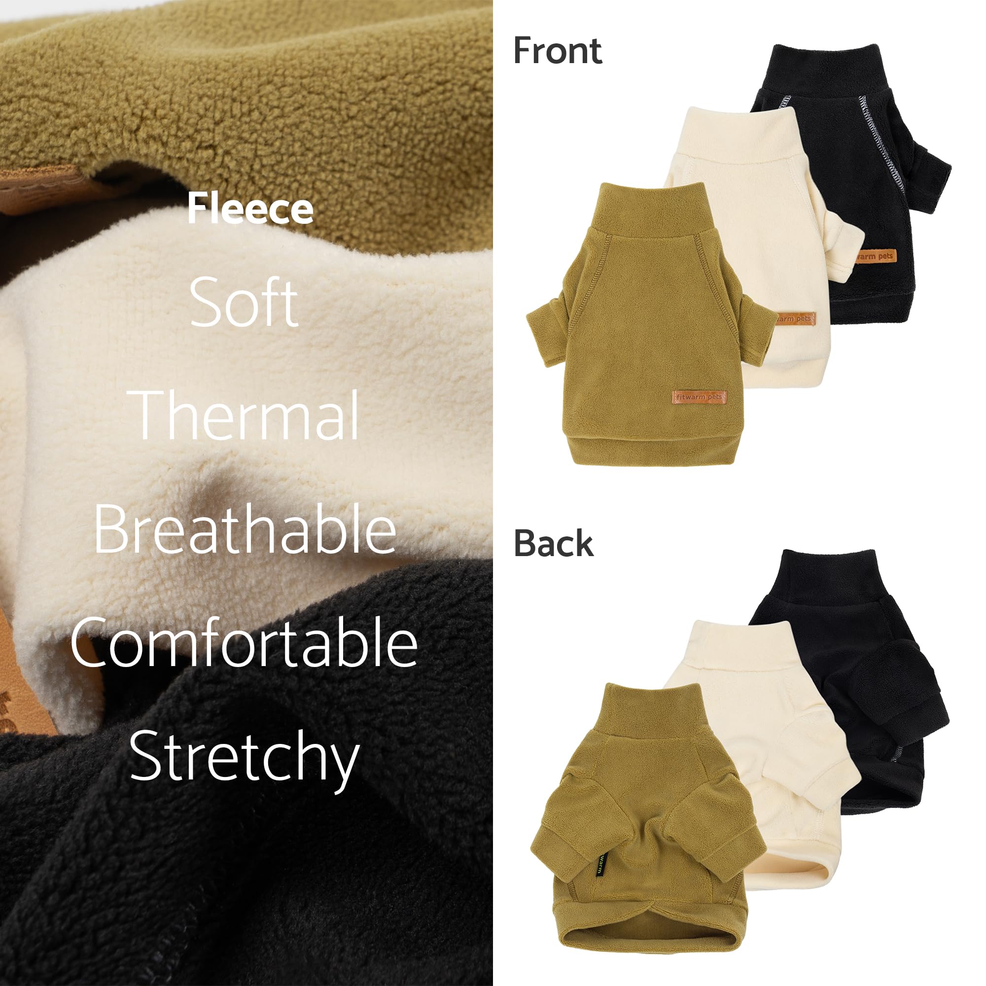 Fitwarm Classic Fleece Dog Sweater close-up knit; soft fibers and stretch.