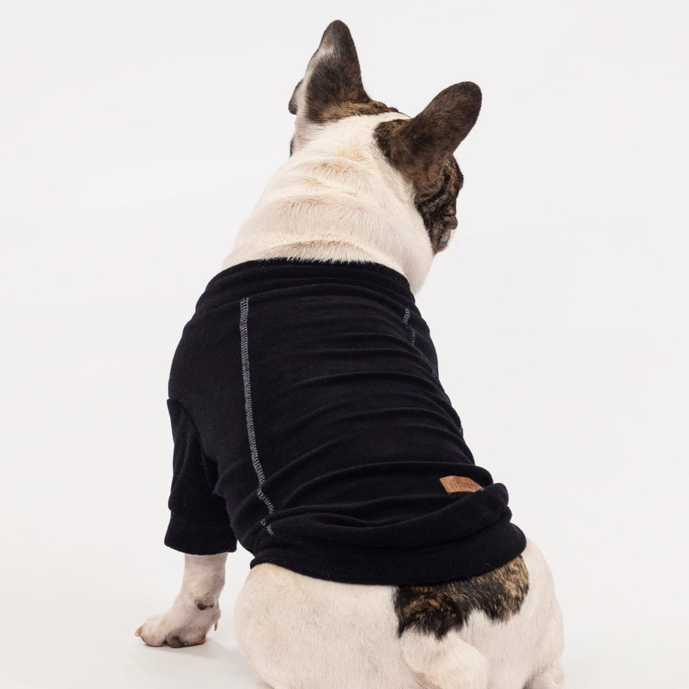 Fitwarm Classic Fleece Dog Sweater in cream; soft stretch fleece for comfortable movement.