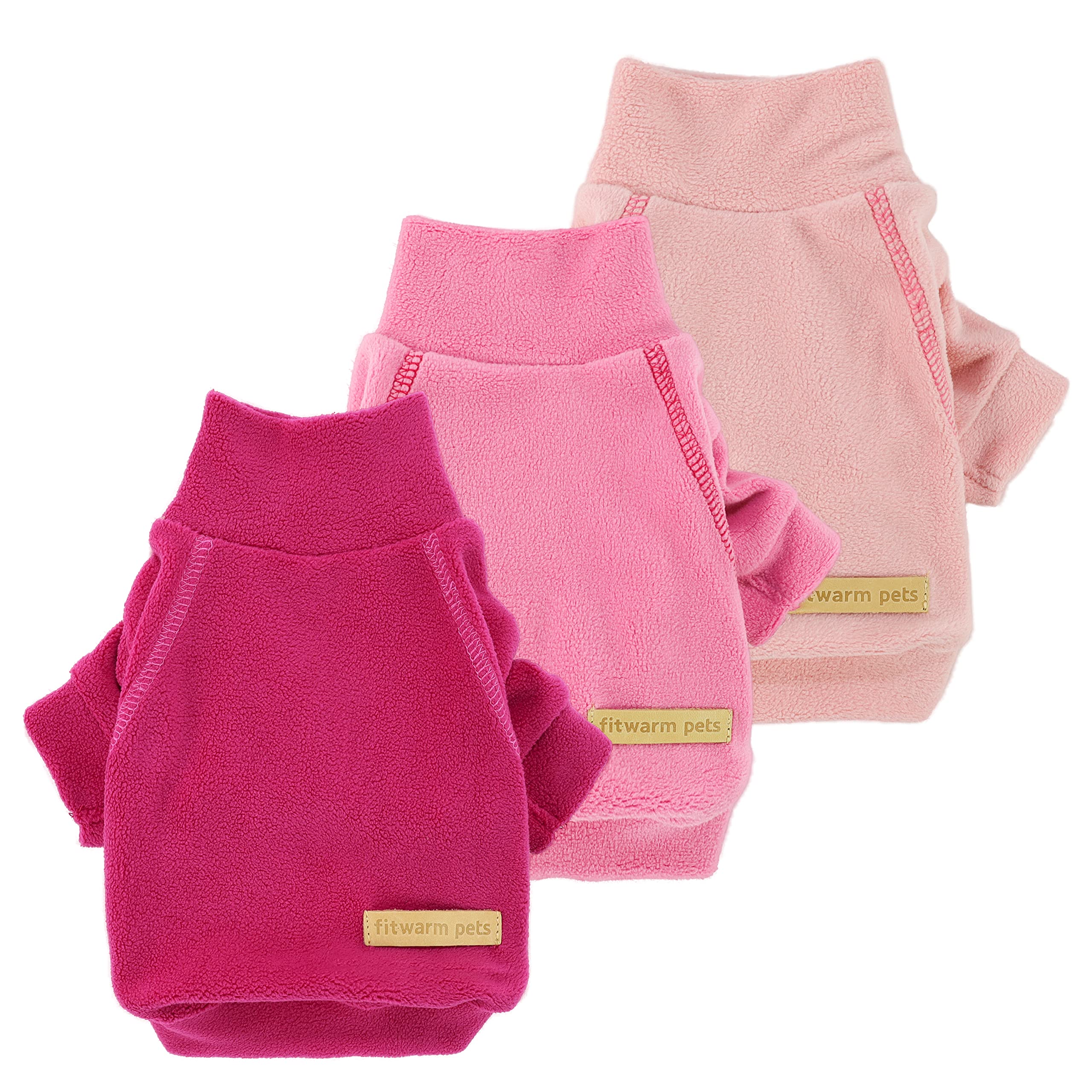 Fitwarm Classic Fleece Dog Sweater XXL front view shows soft pink warmth for small dogs.
