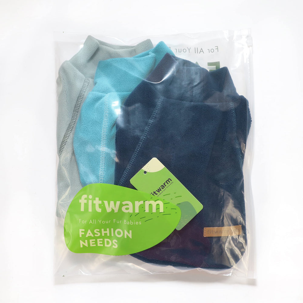 Fitwarm Classic Fleece Sweater three-pack display, coordinated outfits for pets