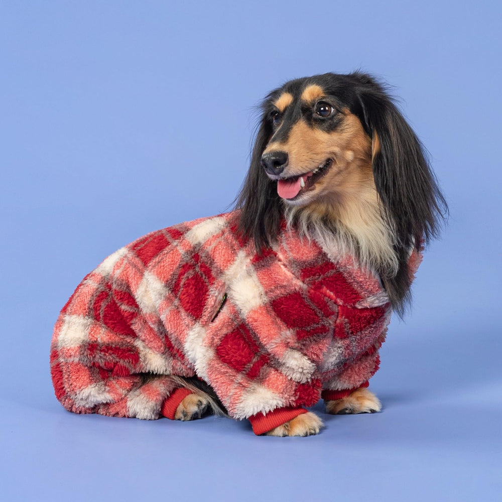 Fitwarm collared neck plaid dog pajamas easy-on-off for quick outfit changes