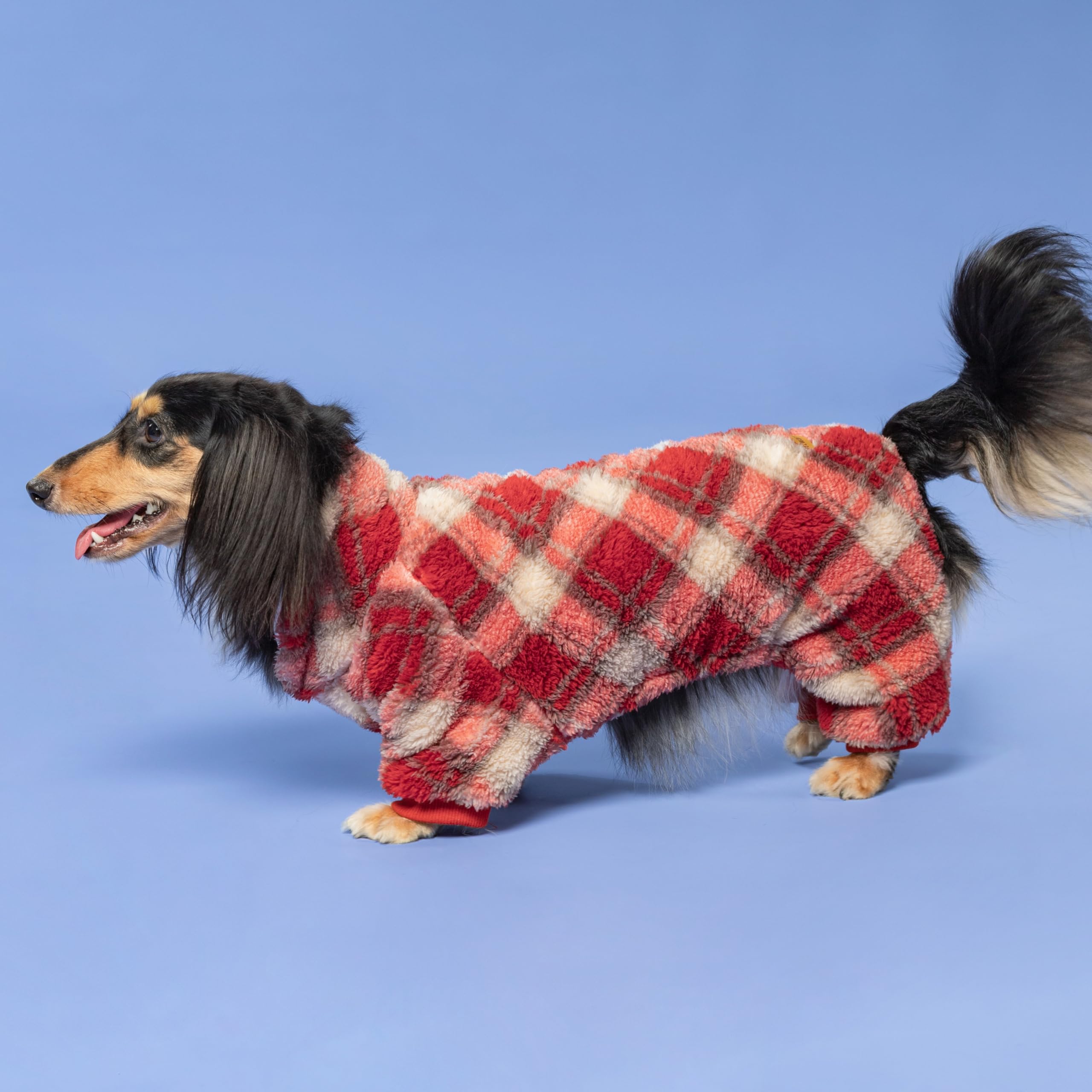 Fitwarm collared neck plaid dog pajamas red-plaid-pattern adds festive style for holidays
