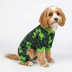Fitwarm dinosaur dog fleece pajamas four-leg design provides full-body coverage and mobility
