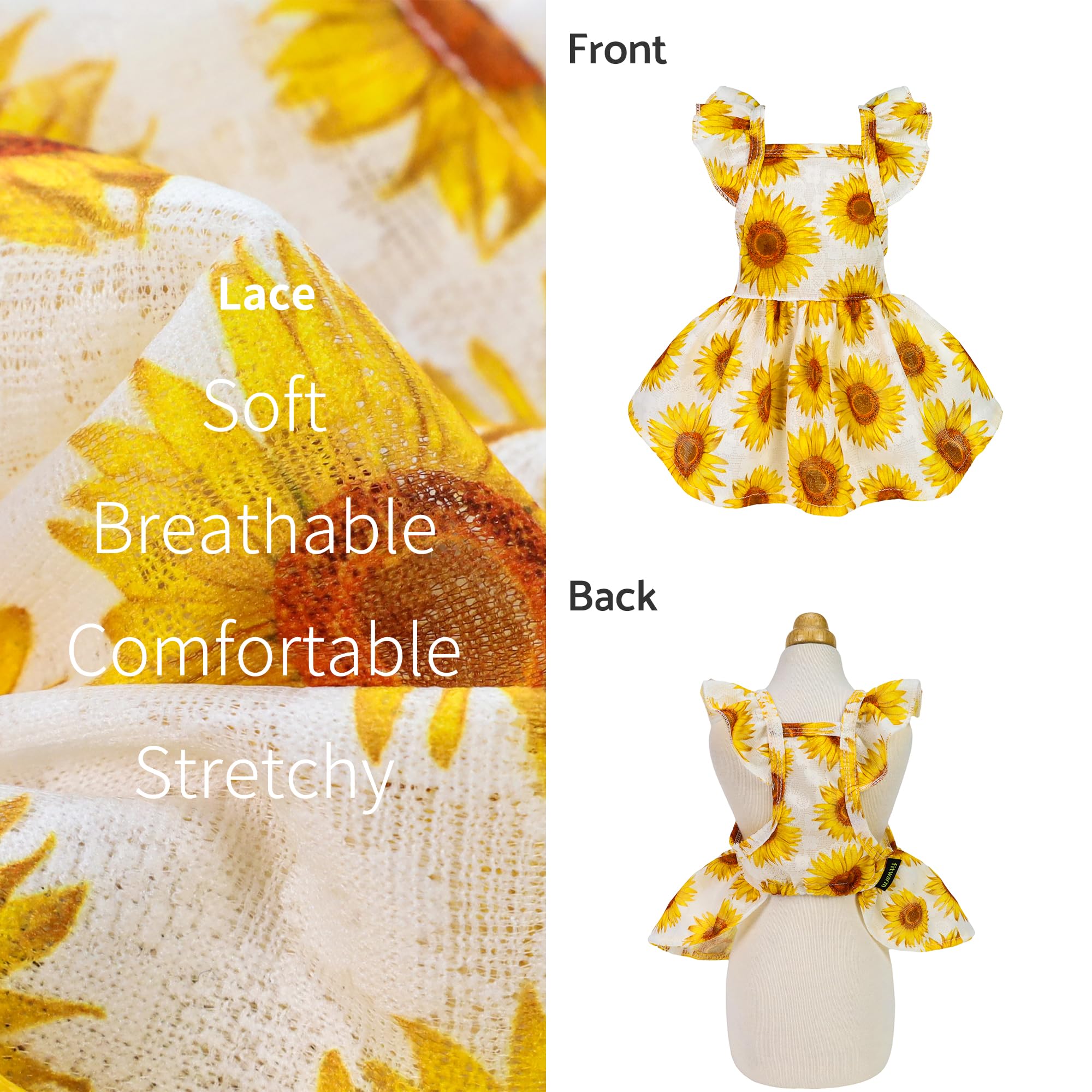 Fitwarm dog sunflower dress sunflower pattern, vibrant tropical vibe for sunny adventures.