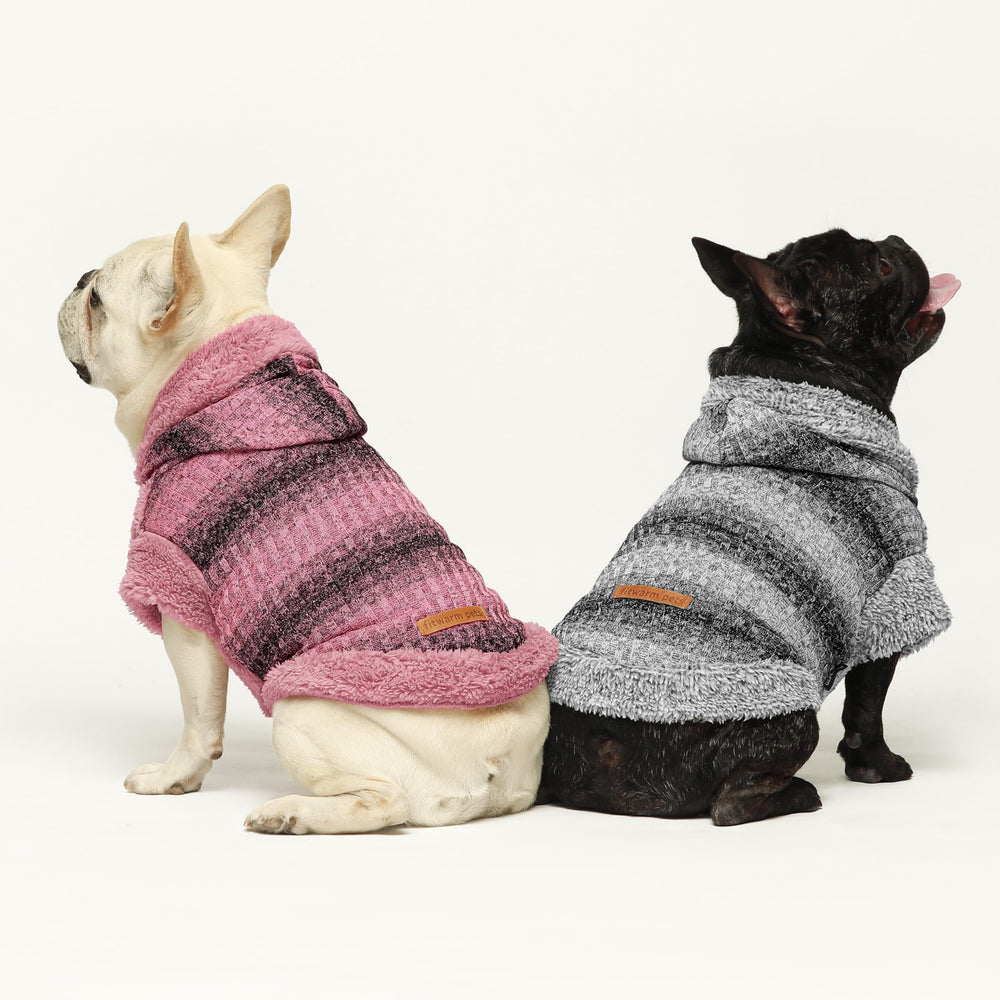 Fitwarm dog sweater color block design in Heather Pink and Black