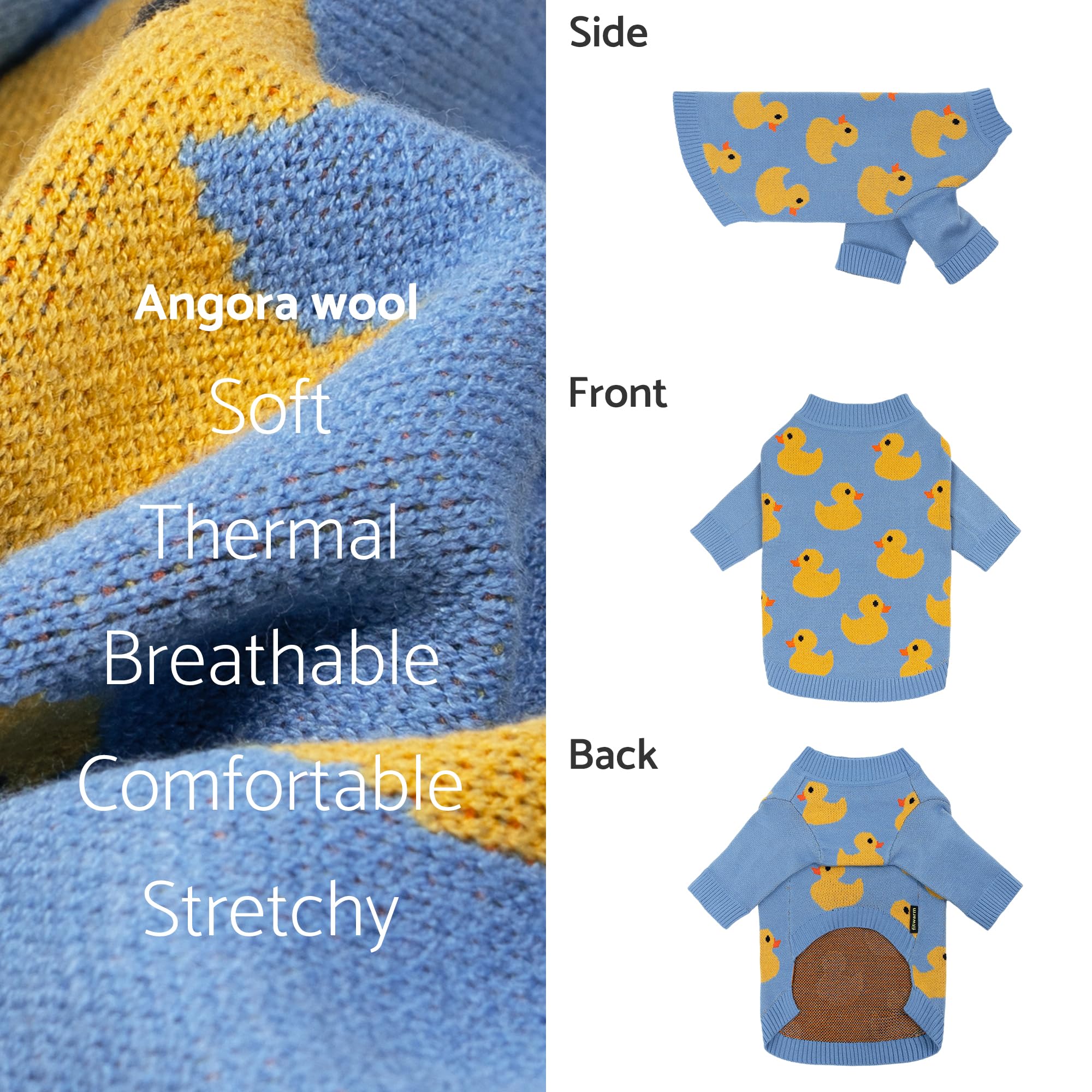 Fitwarm dog sweater easy-on-off blue for quick potty breaks