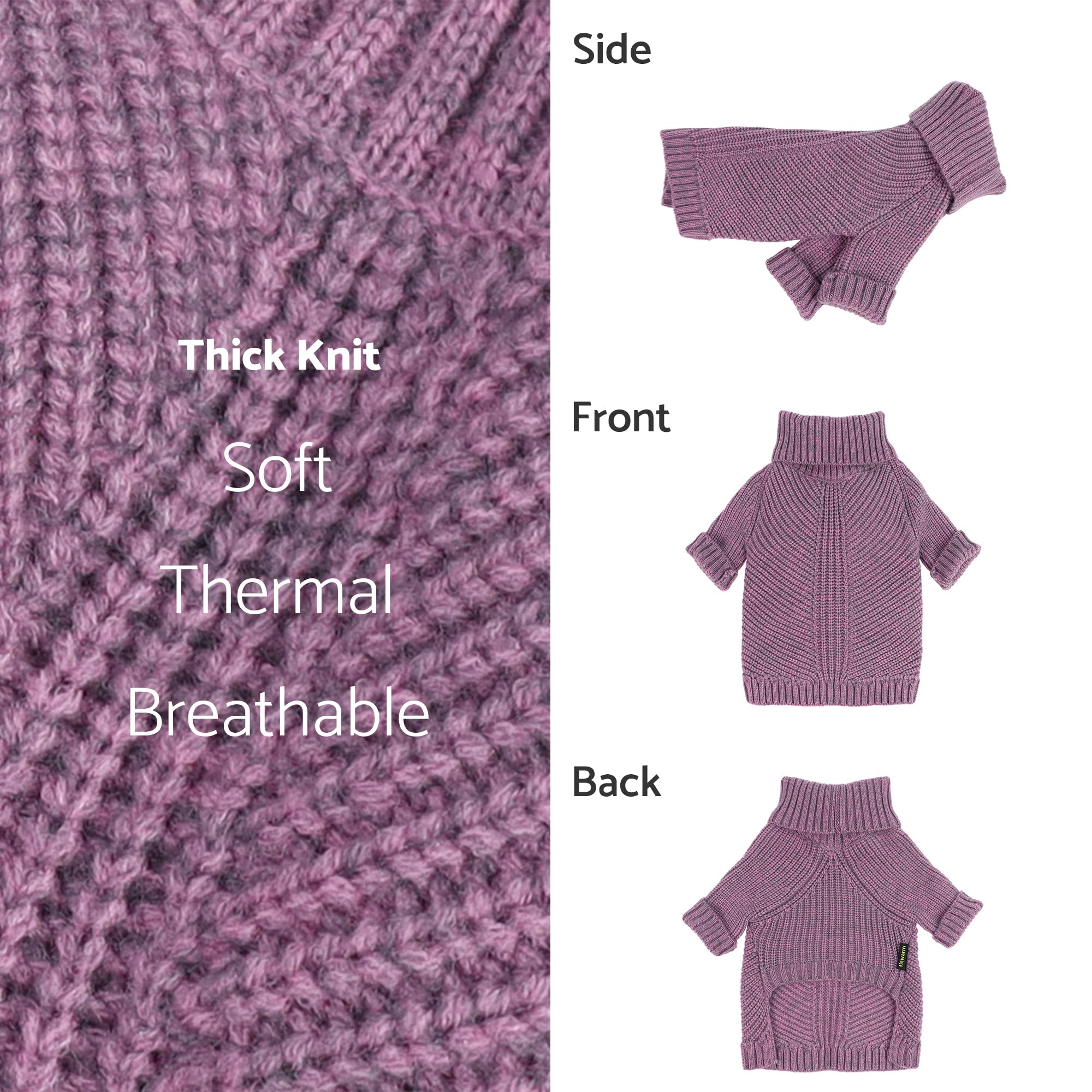 Fitwarm dog sweater lavender belly cut enables easy potty breaks