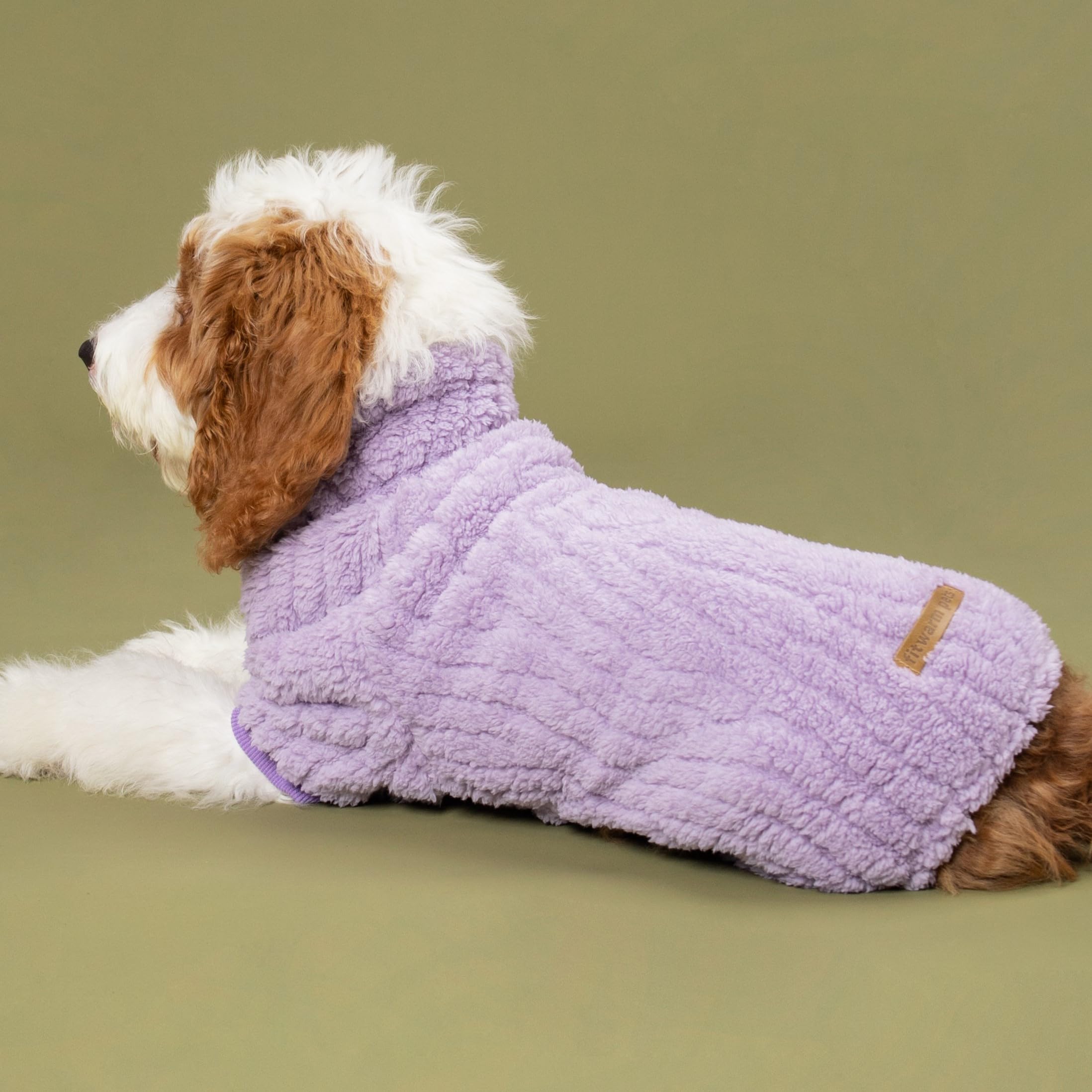 Fitwarm fluffy fleece inside dog pajamas emphasizes cozy warmth.