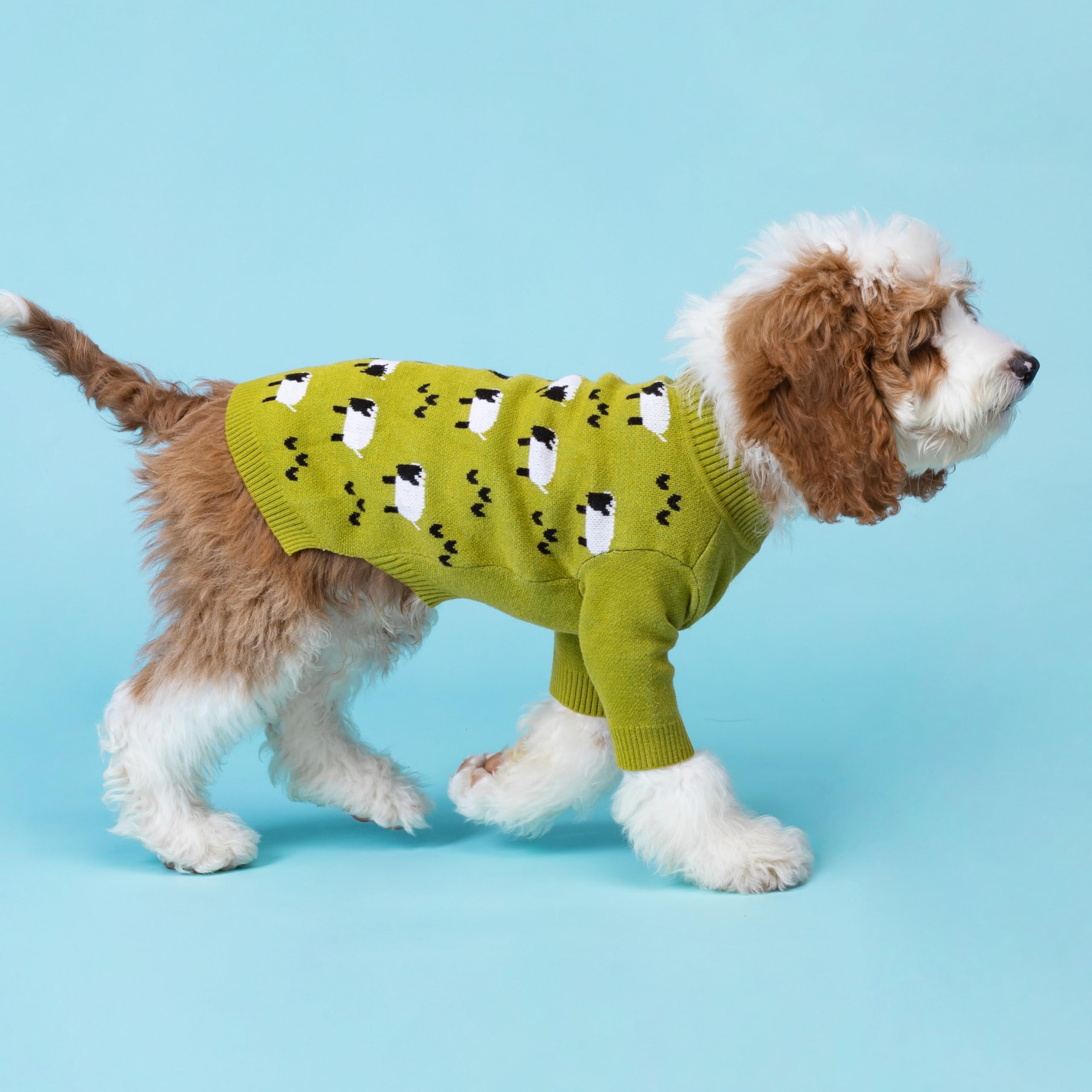 Fitwarm funny sheep dog sweater knit-detail shows soft, breathable fabric.