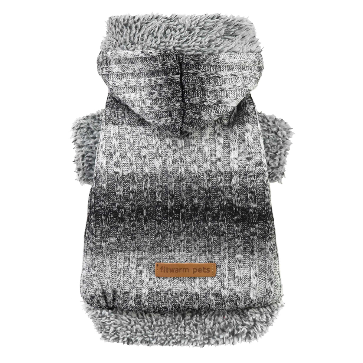 Fitwarm Fuzzy Dog Sweater hooded knit provides cozy warmth for chilly walks.