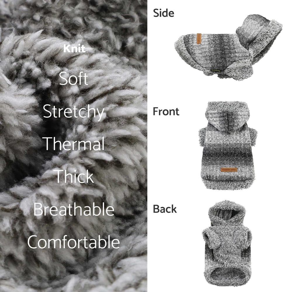 Fitwarm Fuzzy Dog Sweater inner fleece lining delivers plush warmth.