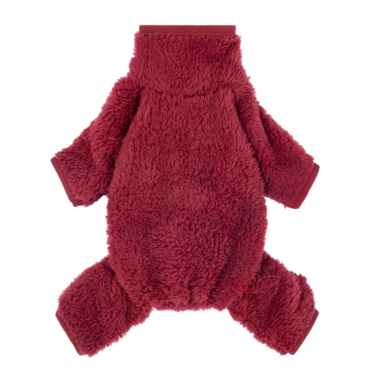 Fitwarm fuzzy fleece dog pajamas maroon small front view for cozy warmth