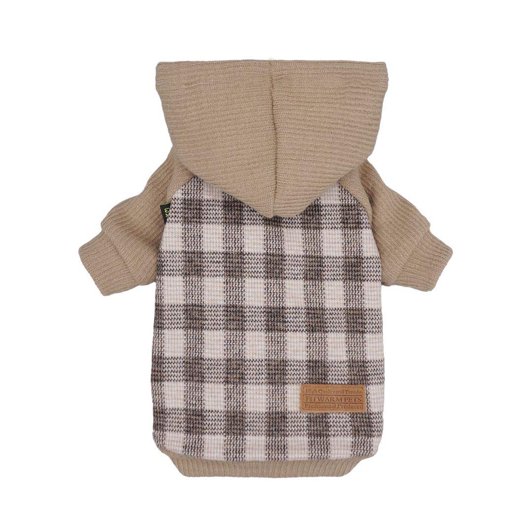Fitwarm Knitted Dog Hoodie sleeve close-up highlights soft stretch fabric for easy wear.