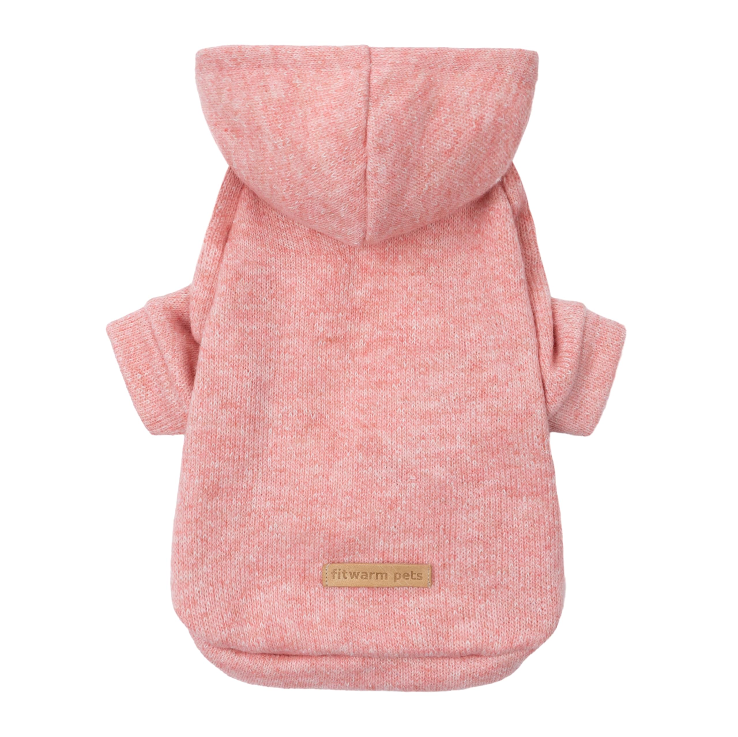 Fitwarm knitted dog hoodie sweater hood on a small dog during a chilly walk
