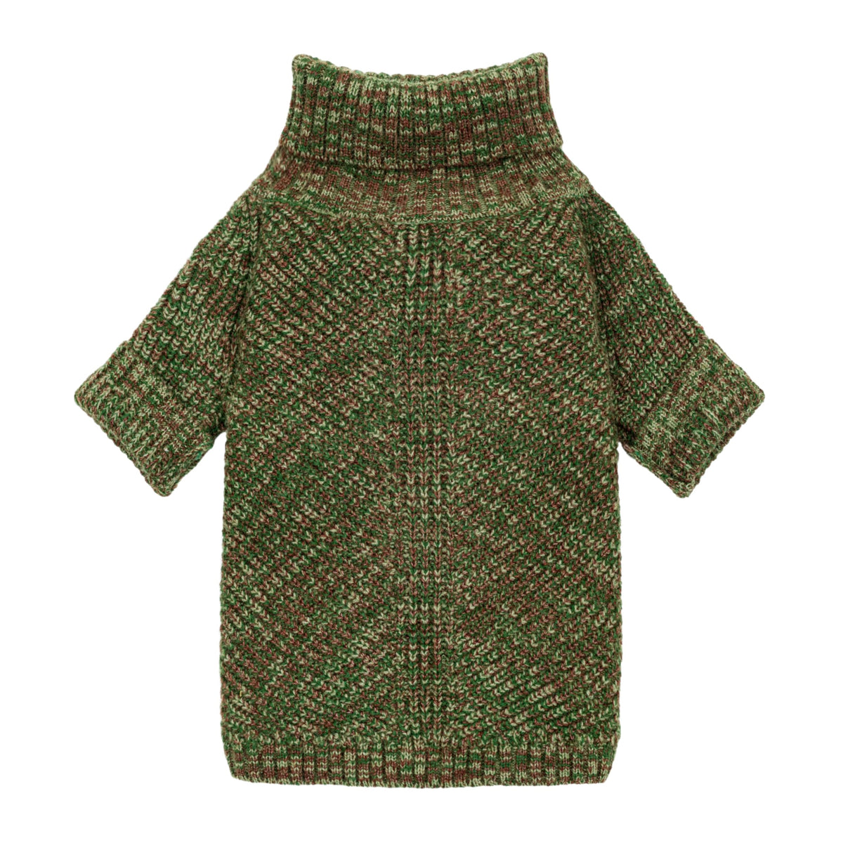 Fitwarm knitted turtleneck dog sweater back view shows secure fit for small breeds