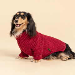 Fitwarm knitted turtleneck dog sweater in burgundy enhances seasonal style