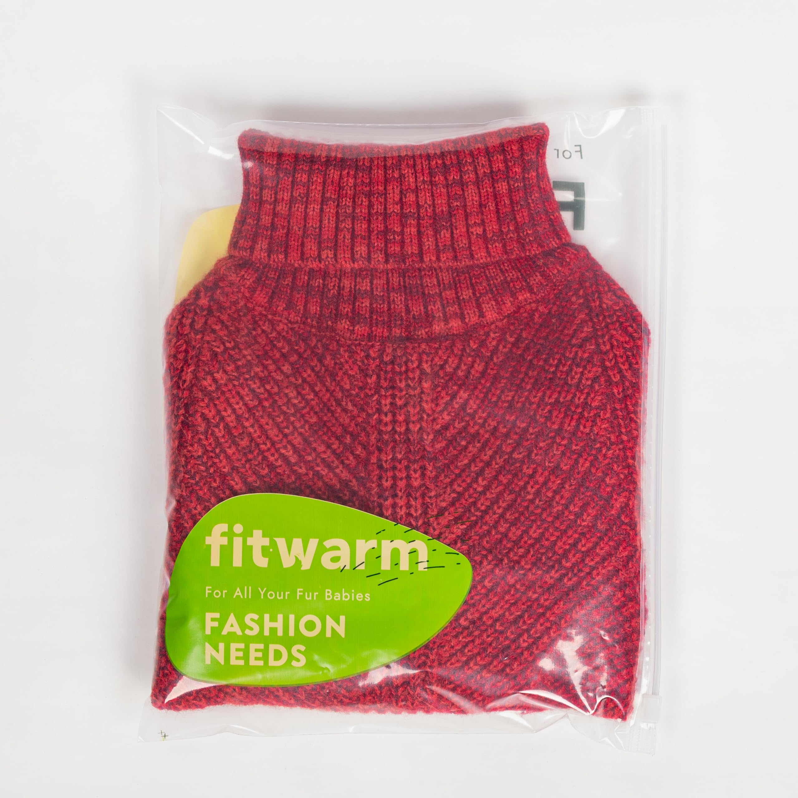 Fitwarm knitted turtleneck dog sweater on model illustrates versatile cold-weather wear