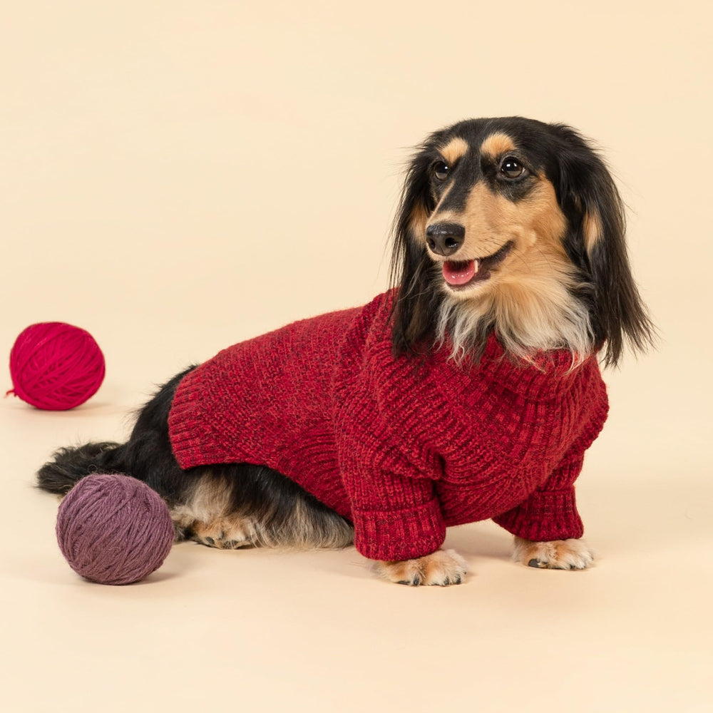 Fitwarm knitted turtleneck dog sweater side profile highlights flexible movement