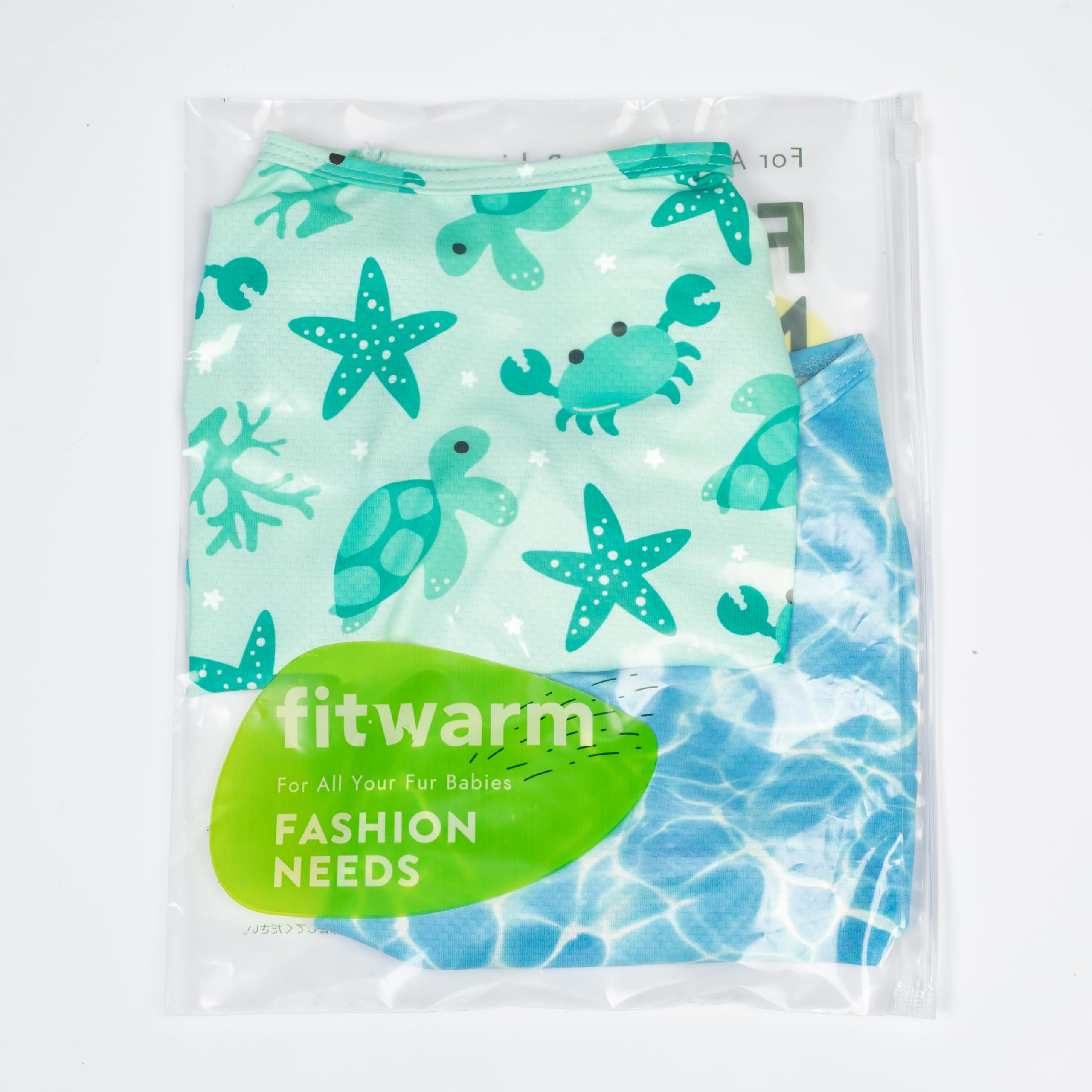 Fitwarm marine-print dog shirt adds playful style.