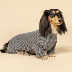 Fitwarm grey ribbed knit fabric detail on dog pajamas for stylish warmth