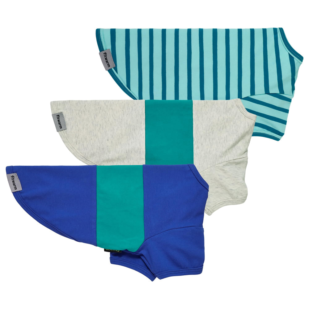 Fitwarm packaged 3 pack color block striped dog shirt highlighting value