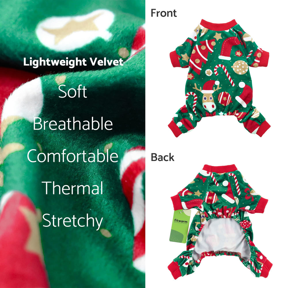 Fitwarm pijama con bolitas doradas para perro pequeño, detalle festivo