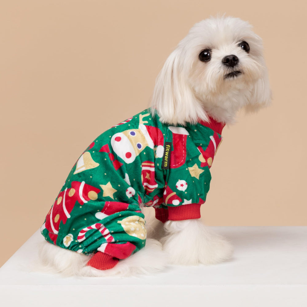 Fitwarm pijama terciopelo rojo para perro pequeño, perfecto para dormir